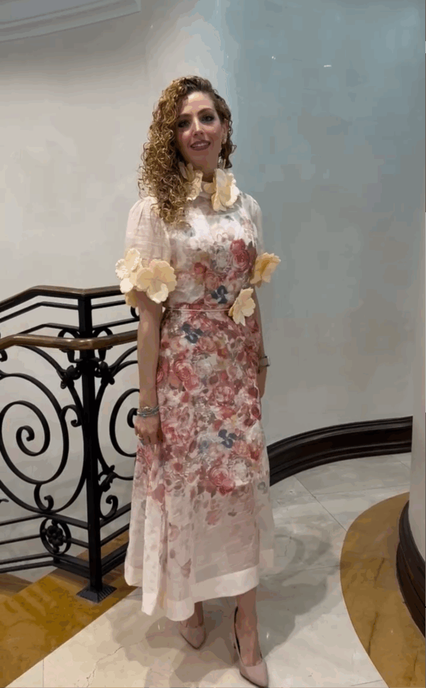 Textured Sheer floral midi dress