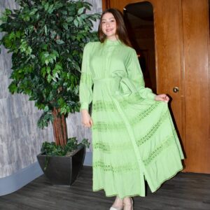 Single breasted tiered long dress