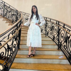 White embroidered midi dress