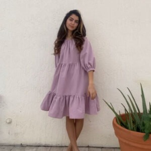 Mauve bow knee length dress