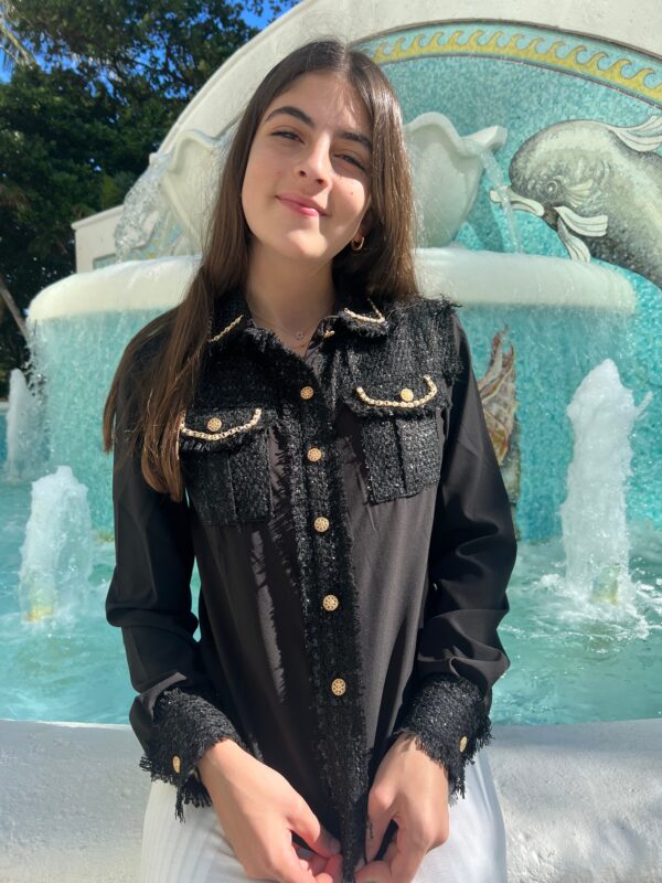 Elegant tweed button down shirt