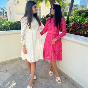 Knee length lace detailed dress