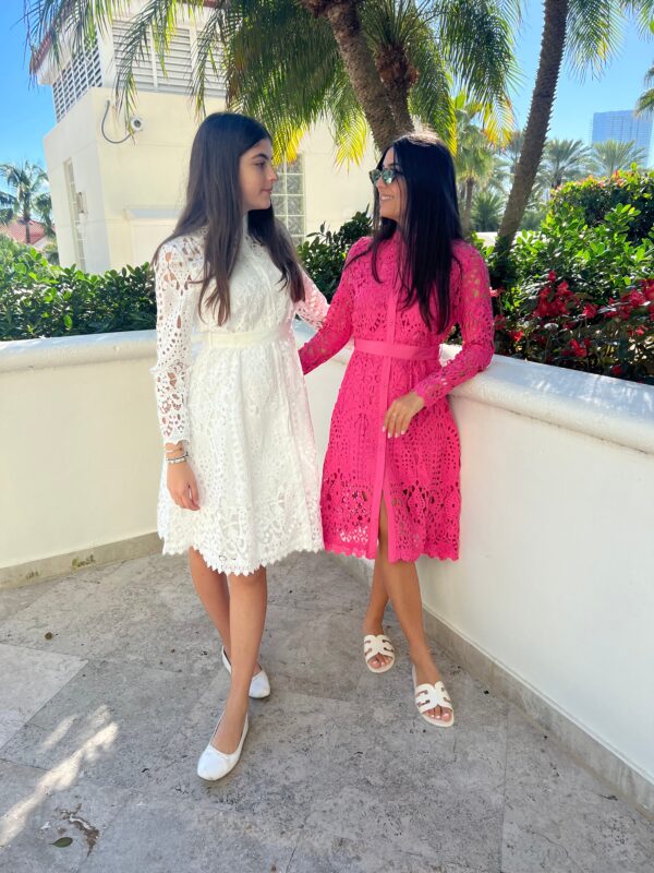 Knee length lace detailed dress
