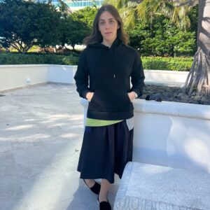 Black faux shirt sweater dress