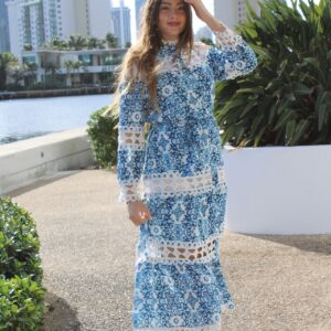 Patterned cutout midi dress