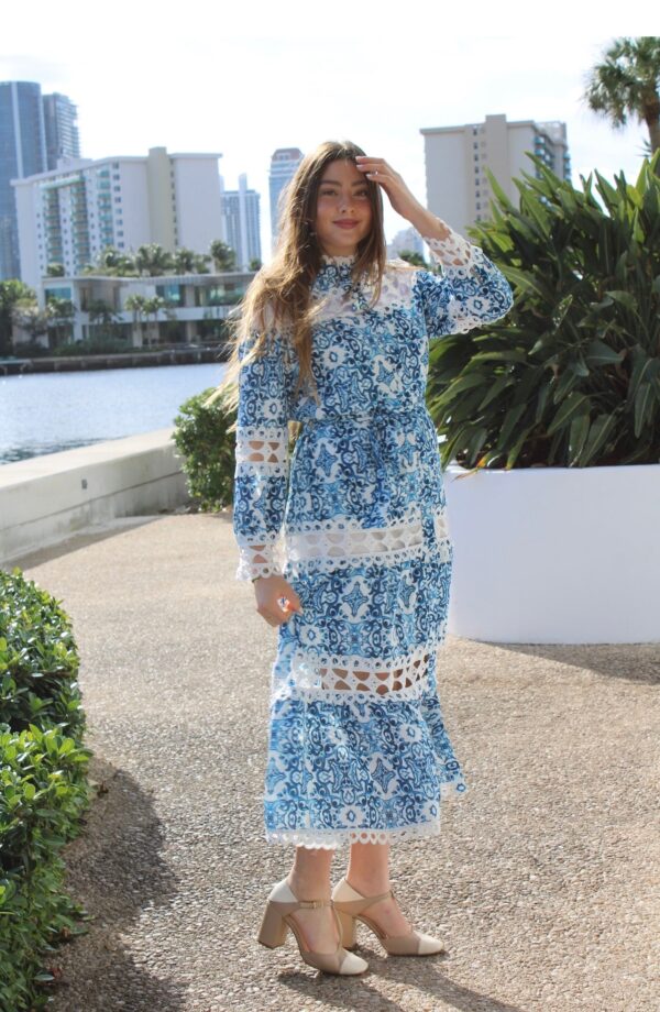 Patterned cutout midi dress