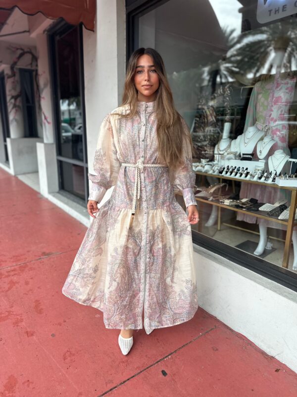 Oversized, tiered, detailed, single breasted dress