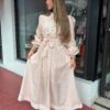Elegant sheer sparkle button design dress