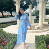 Asymmetry Baby Blue Lace dress￼
