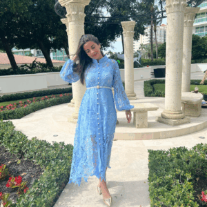Asymmetry Baby Blue Lace dress￼