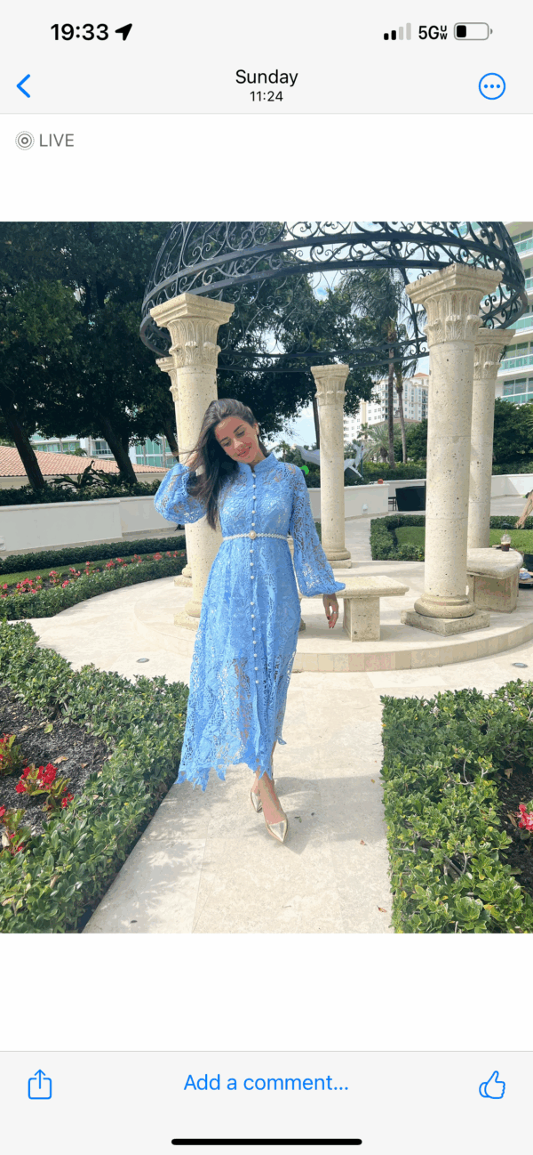 Asymmetry Baby Blue Lace dress￼