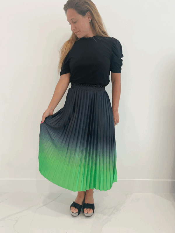 Satin Midi Ombre Pleated Skirt