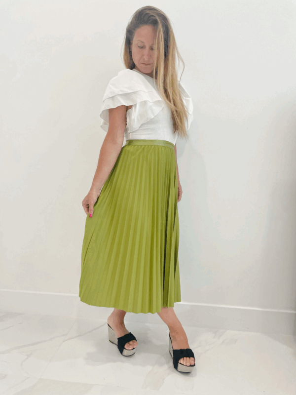 Satin Midi Pleated Skirt