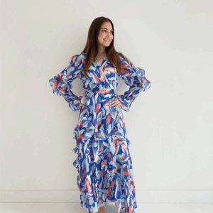 Colorful Ruffle Evening Dress