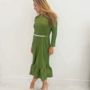 Elegant Accordion Ruffled Bottom Midi Dress