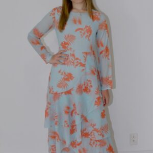 Orange patterned layered dress