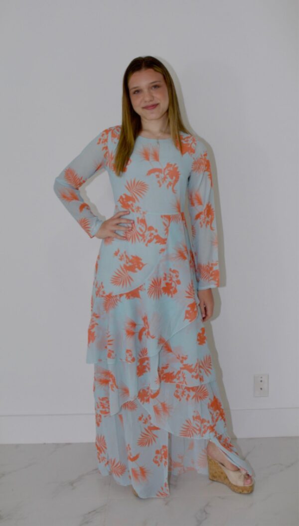 Orange patterned layered dress