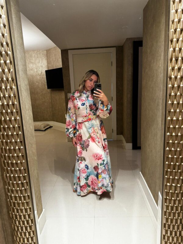 Rose floral single breasted dress