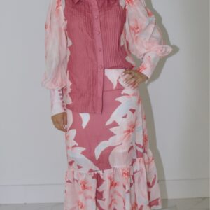 Linen pink pattern 2 peice set