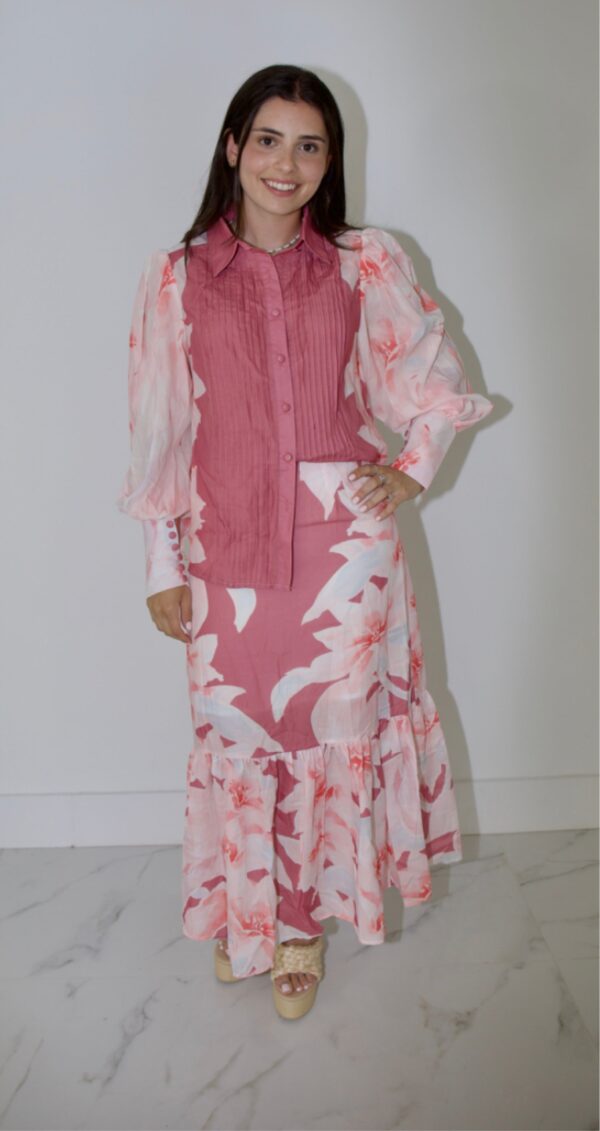 Linen pink pattern 2 peice set